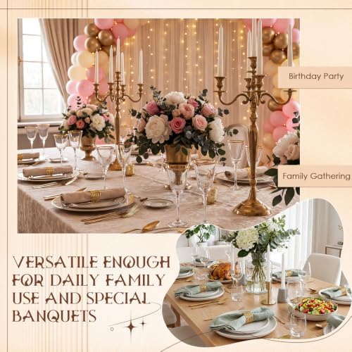 24 Pieces Napkin Rings Holders Handmade Round Mesh Heavy Duty Metal Napkin Rings Holder for Dinner Decoration Dining Table Parties Wedding Christmas (Gold) - Image 4