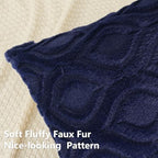 decorUhome Faux Fur Plush Soft Navy Blue Throw Pillow Covers 26x26 Set of 2 - Image 2