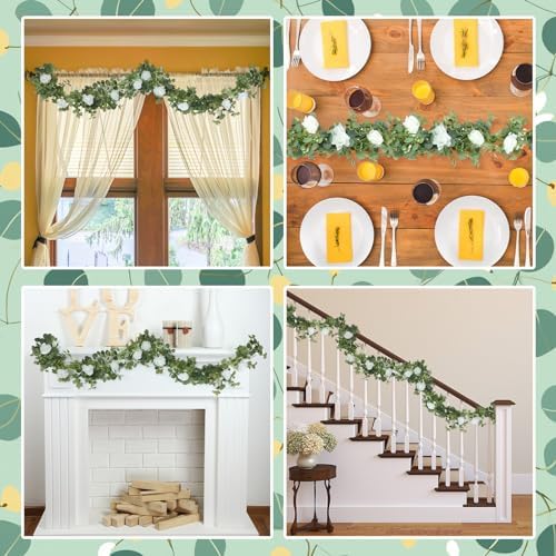 Canlierr 2 Pcs Large Mr & Mrs Sign with Artificial Flower Garland, White - Image 5