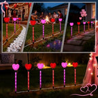 YUNVI 6 Pack Valentine's Day Pathway Lights,8 Modes LEDs Red&Pink Heart Stake Light with Timer Valentine Walkway String Lights Markers for Outdoor Backyard Patio Lawn Garden Party Decoration - Image 7