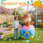 5FT Easter Inflatable Highland Cow with Egg Decorations Built-in LED Lighted Blow Up Decoration Home Yard Outdoor Indoor Garden Lawn Decor - Image 2