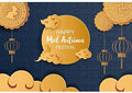 Leyiyi Mid-Autumn Festival Backdrop 12x10ft Vinyl Photography Backdrop Full Moon Golden Clouds Moon Cake Chinese Traditional Style Lanterns Family Friends Party Backdrop by Leyiyi