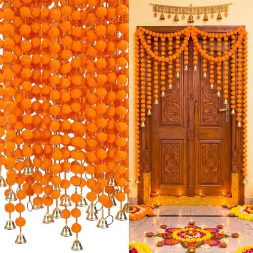Suncalla 12 Pcs 4 Ft Marigold Garland Gold Bell,Orange by Unknown