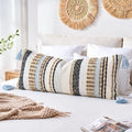 NUYECY Chenille and Cotton Long Pillow for Bed, Striped Textured Boho Lumbar Throw Pillow Cover 14x36, Neutral Accent Decorative Extra Long Body Pillow Case for Couch, Sofa, Bedroom, Khaki by NUYECY