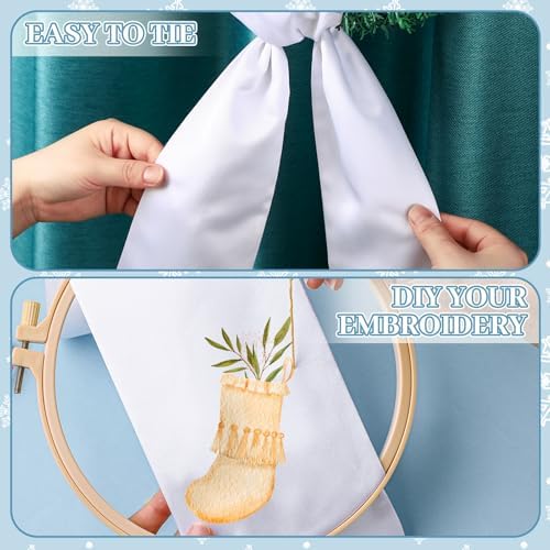 VitalCozy 24 Pcs White Wreath Sash Cotton Blank Ribbon - Image 3