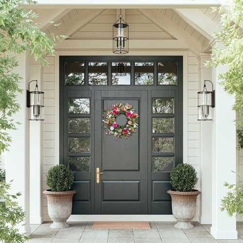 24" Wildflower Wreath for Front Door Daisy Lavender Floral Summer Front Door Wreath with Eucalyptus Greenery for Indoor Outdoor Easter Decor - Image 6