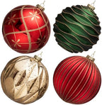 JORNOY Christmas Balls Ornaments Set, 6 inch/150mm Extra Large Shatterproof Plastic Hanging Bulbs for Xmas Tree Decorations Holiday Party with String, 4 Pack-Red&Green&Gold by JORNOY