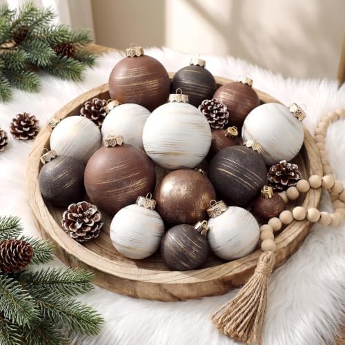 Yunlly 36 Pcs Neutral Christmas Ornaments Bulk Farmhouse Xmas Tree Decor - Image 2