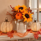 Fall Thanksgiving Centerpieces for Dinner Tables, Faux Floral Metal Potted Plants with Maple Leaf Pumpkin Berry Stems, for Indoor Kitchen Home Autumn Farmhouse Mantel Decor - Image 6