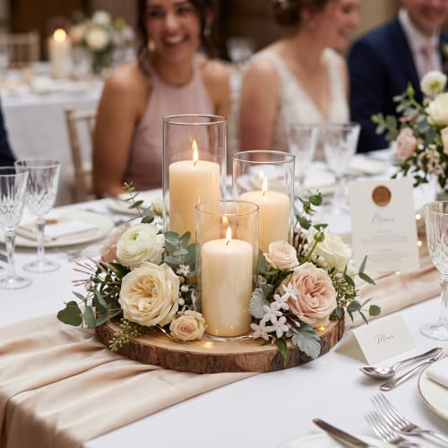 Shihanee 6 Pillar Candles Cylinder Vases,3.4'' X 7", 9.8", 11.8",Ivory - Image 5