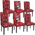 Christmas Chair Covers Set of 6 Snowman Xmas Tree Stretch Parsons Slipcover by Unknown