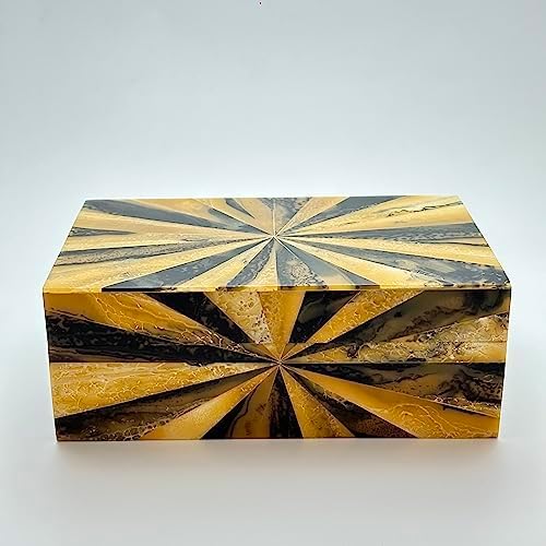 Perilla Home Home Decor Decorative Storage Wooden Box Small Yugen Organizer Tool Stash Card Craft Treasure Trinket Memory Keepsake Jewelry Box for Men and Women, Gifts For All, Black, Yellow and Brown - Image 5