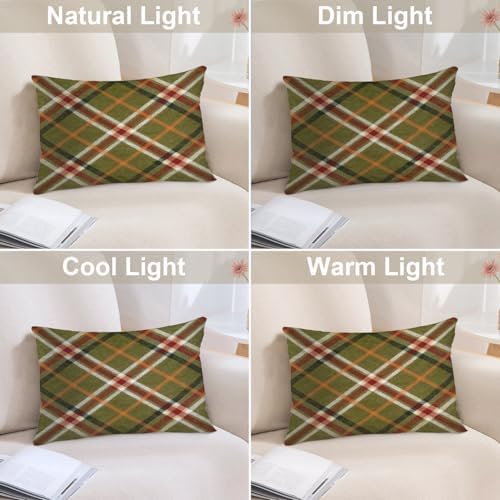 Batmerry Apple Green Checkered Pillowcases, Close Up of The of A Tartan Decorative Bed Pillow Cover with Hidden Zipper Soft Blended for Hair and Skin 20X26 in - Image 5