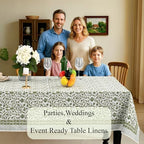 CPC Meadow Vine Tablecloth 100% Cotton 72x160 Inch Indian Block Print Rectangle Table Cover, Table Cloth for Gifting in Weddings, Halloween, Fall, Christmas, Thanksgiving - Image 3