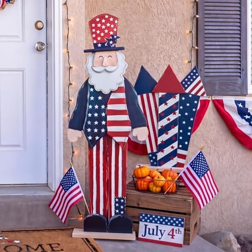 Yerliker 2 Pcs Patriotic Wooden Porch Signs for Outdoor Decorations by Yerliker