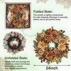 24in Fall Wreaths for Front Door Artificial Autumn Wreath - Image 5