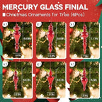 Mercury Glass Christmas Ornaments, Vintage Finial Decorations, Red, 6-Pc - Image 3