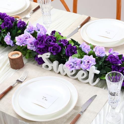 Floweroyal 6 Pack Artificial Flower Garlands 7.9FT Fake Rose Vines Silk Flowers Hanging Rose Ivy for Wedding Arch Party Home Garden Wall Decor (Purple) - Image 2