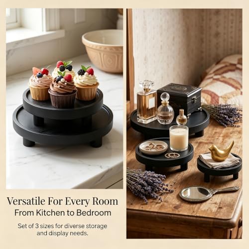 6 PCS 5/6/8 Inch Wooden Risers for Display Wood Pedestal Stand (Black) - Image 3