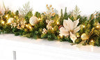 9Ft Christmas Garland Prelit with Gold Berries and Balls,Flower and 50 Lights Plug in,Holiday Decoration Fireplace Stairs Mantle Door Indoor Outdoor - Image 6