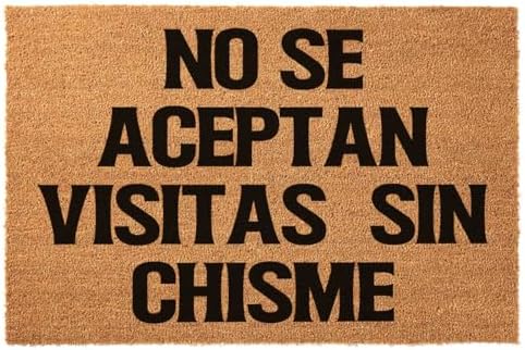 Funny Coir Doormat No Se Aceptan Visitas Sin Chisme Welcome Front Porch Decor for The Entrance Way Personalized Rugs With Heavy-Duty PVC Backing Non Slip Outdoor 23.6 x 15.7 Inch by JiXianJu