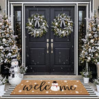 Tinideya 2 Pcs Large Winter Layered Doormat Snowman Front Door Mat - Image 2