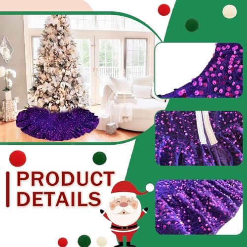 Purple Christmas Tree Skirt Ruffle 45 in Tree Skirt for Halloween - Image 2