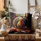 Batmerry Happy Thanksgiving Day Throw Pillow Covers, Turkey Cuteness Cartoons Food Decorative Pillow Covers Digital Printing Blended for Couch Sofa Bed Invisible Zipper 24X24 in(Set of 2) - Image 3