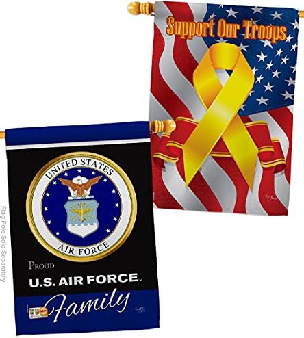 Air Force Proudly Family House Flag - Pack Armed Forces USAF United State American Military Veteran Retire Official Support Our Troops - Banner Small Garden Yard Gift Double-Sided 28 X 40 by Breeze+Decor
