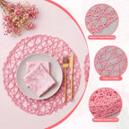 Threehoney Paper Braided Round Placemats, Set of 24, Pink, 13 in - Image 3
