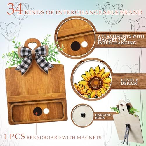 GlikCeil 37 Pcs Interchangeable Seasonal Decor Farmhouse Breadboard - Image 4