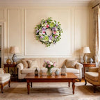 24 Inch Spring Wreath for Front Door, Artificial Spring Summer Floral Wreath with Dahlia Hydrangea Orchid for Home Wall Wedding Festival Indoor Outdoor Decor - Image 6