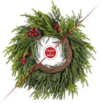 Glitzhome 24 Inch Christmas Wreaths for Front Door, Artificial Greenery Wreath with Pine Cones and Red Berries for Windows, Walls, Porches, Indoor and Outdoor Home Decoration - Image 6