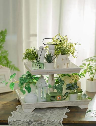 Hanobe 2 Tiered Decorative Tray Stand for Coffee Table Decor - Image 2
