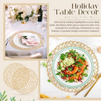 Geosar Round Woven Placemats Bulk Rustic Paper Braided Placemats Boho Natural Non Slip Heat Resistant Table Mats for Wedding Party, Dinner Table Centerpiece Decoration, 13 Inch(White Beige,48 Pcs) - Image 6