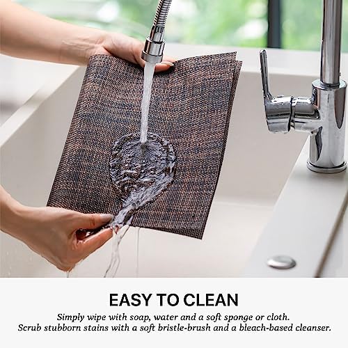 LEXMORE PlaceMats Set of 12 Vinyl/Plastic Woven Place Mats for Kitchen Table Indoor/Outdoor Washable PlaceMat Wipeable Dining Table Mats(Black/Brown) - Image 4