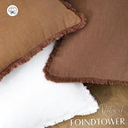 Foindtower Decorative Linen Fringe Throw Pillow Covers 26×26 Inch,Rust - Image 4