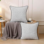 Chenille Pillow Covers 18x18 Black Striped 2 Pack - Image 2