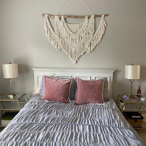 QLBUJ Large Macrame Wall Hanging Natural Driftwood Macrame Tapestry Above Headboard Boho Home Decor for Bedroom Living Room Apartment Wedding Party,36" W X 28" L - Image 6
