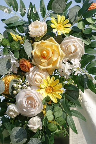Artificial Wedding Arch Flowers Kit(Pack of 2) for Wedding Arch, Bridal Shower, Ceremony and Reception Backdrop Decoration (Gentle Creamy Yellow) - Image 6