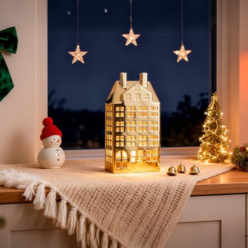 DN DECONATION Christmas Village House Decorations, Light Up House Decor - Image 4