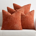MIULEE Decorative Chenille Fall Pillow Covers Burnt Orange 18x18 Pack of 4 by MIULEE