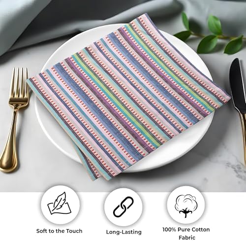 Urban Villa Cloth Napkins 100% Cotton Highly Absorbent Washable Durable Reusable Premium Dinner Napkins Ideal for Gifts for Mothers Day Hotel Farmhouse Parties - Multi Pink (20" x 20", Set of 12) - Image 4