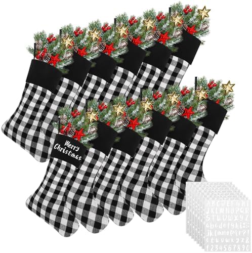 Tatuo 12 Pack Christmas Burlap Stockings Hanging,Classic Color by Tatuo