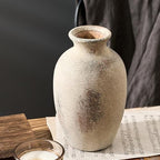 PORCER Ceramic Rustic Flower Vase, 8.27 Inch Vintage Pottery Home Decor, Antique Farmhouse Terracotta Vase for Living Room, Table, Shelf, Mantel Decoration, Farmhouse - Natural Brown - Image 2