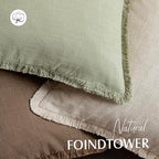 Foindtower Decorative Linen Fringe Throw Pillow Covers 26×26 Light Green - Image 4