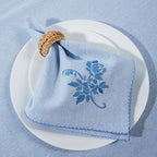 Luxury Embroidered Cloth Napkins – Blue Garden, Set of 6, 18x18 | Elegant Cotton Blend Dinner Napkins with Floral Motif for Holiday Dining, Weddings & Formal Hosting - Image 3