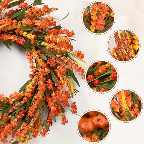 Waipfaru 24 Inch Fall Wreaths for Front Door Outside - Image 6