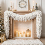 9FT White Christmas Cedar Garland, Realistic Artificial Garland, Winter Snowy Xmas Decorations Indoor Outdoor, Faux Holiday Garland for Mantle, Fireplace, Table, Door, Wedding Party Decor by Unknown