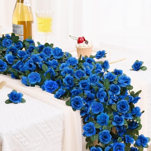 BLEUM CADE 12Pcs 16.4Ft Fake Flower Garland Artificial Rose Vines - Image 3